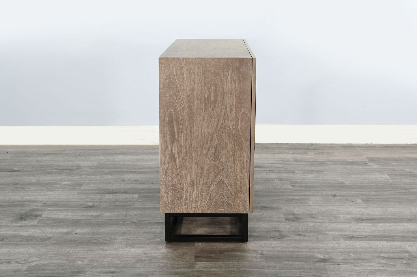 Wood Accent Cabinet With Chevron Doors And Metal Base - Wheat