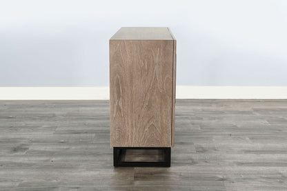 Wood Accent Cabinet With Chevron Doors And Metal Base - Wheat