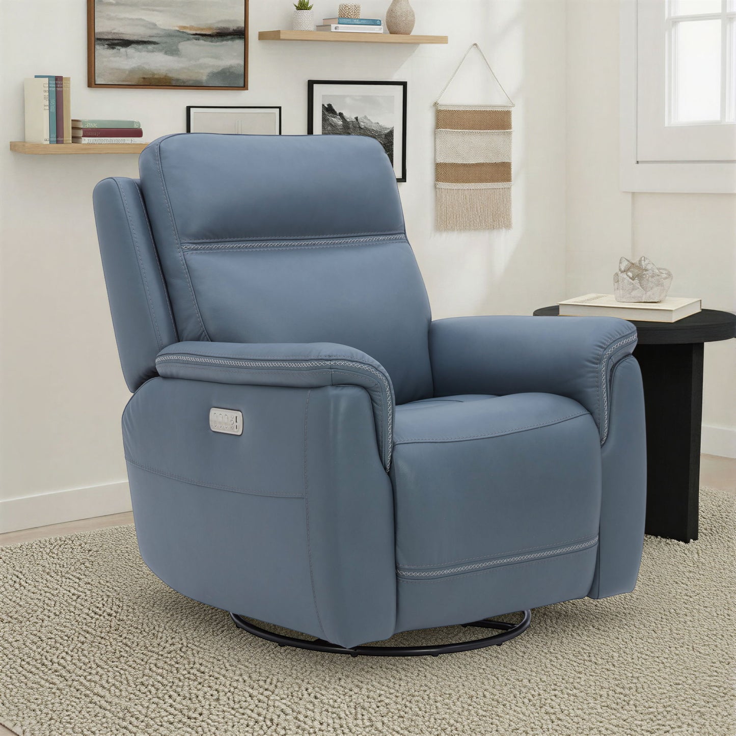 Sawyer - Swivel Glider With Power Headrest, Lumbar, Heat & Massage