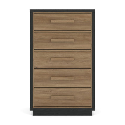 Kozmour - Five Drawer Chest - Black / Brown