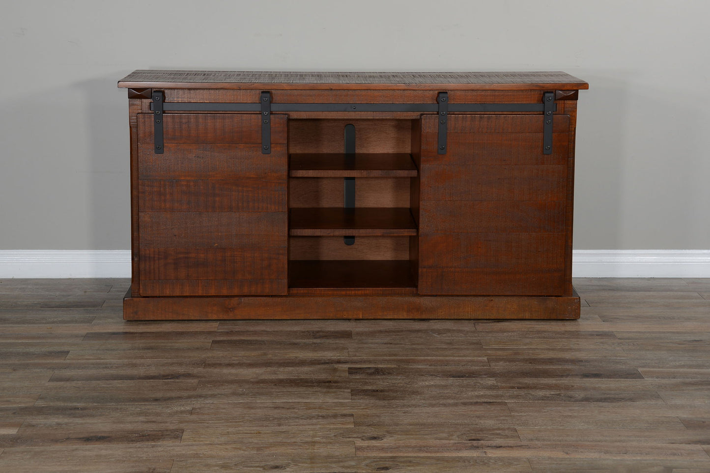Santa Fe - TV Console With Barn Door - Dark Chocolate