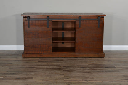 Santa Fe - TV Console With Barn Door - Dark Chocolate