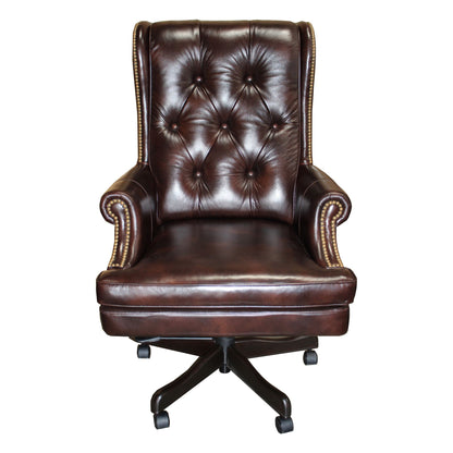 Dc#112 - Leather Desk Chair - Havana With Brown Base
