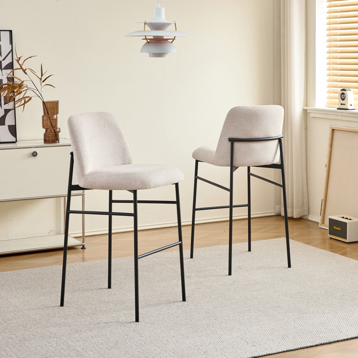 Erik - Bar Chair With Black Metal Frame (Set of 2)
