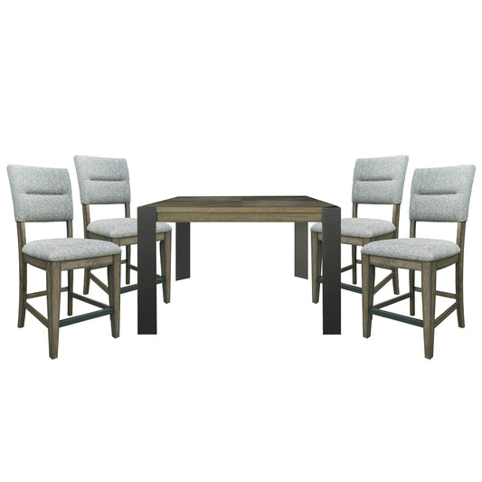 Cedar Fork - 54" Dining Square Counter Table With 4 Counter Stools - Smoked Arabica
