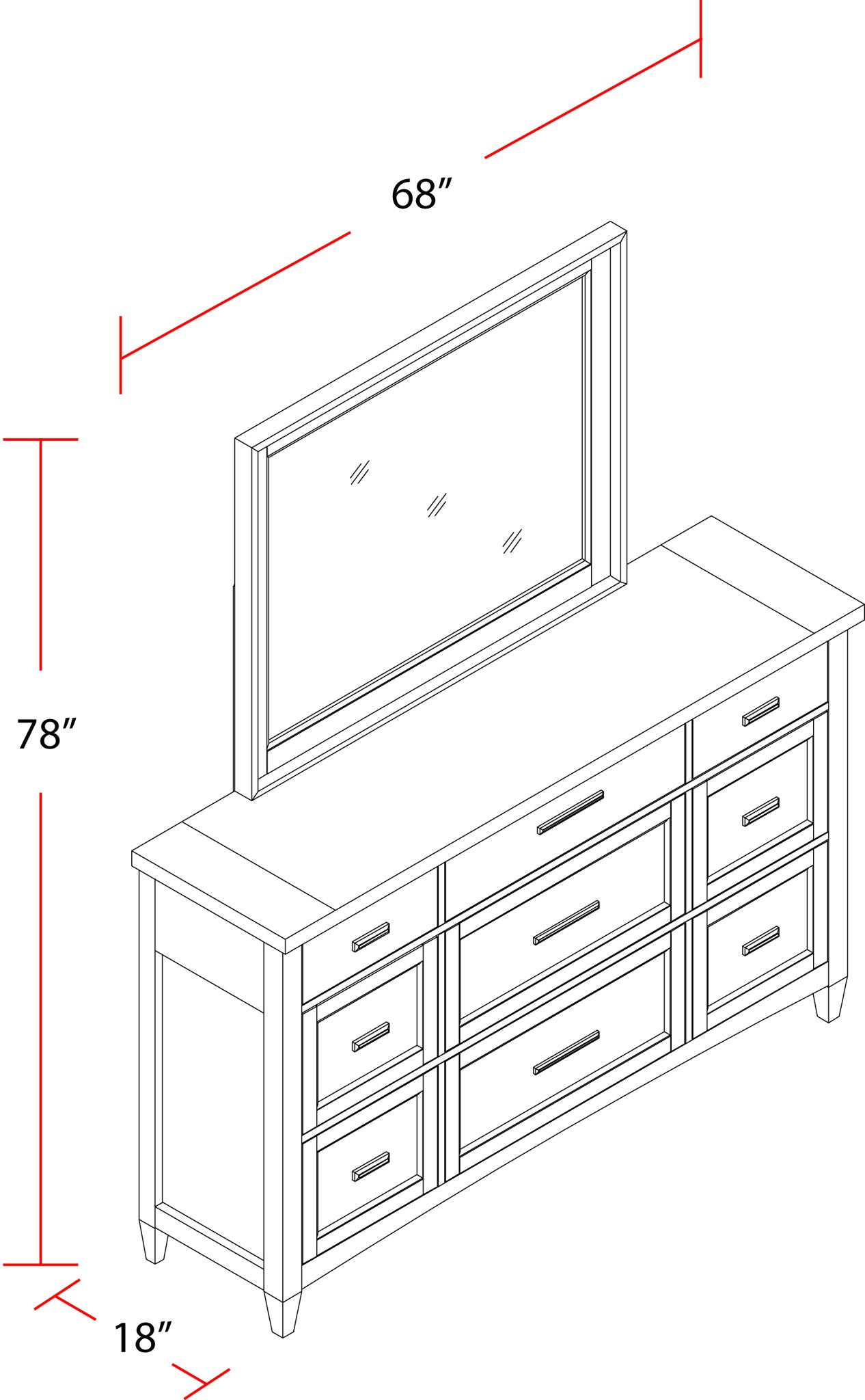 Americana Modern Bedroom - 9 Drawer Dresser