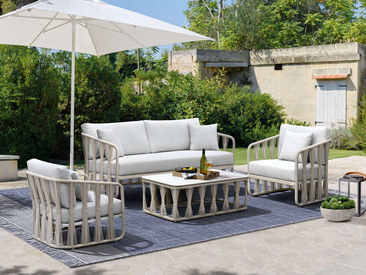 Alexa - Outdoor Seating Chair With Pillow - White