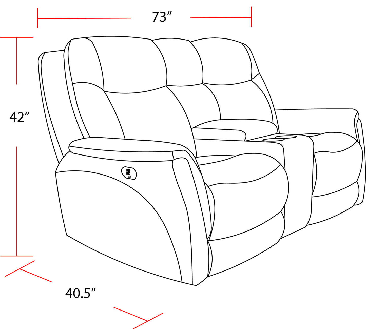 Linus - Zero Gravity Power Reclining Console Loveseat - Hudson Gray