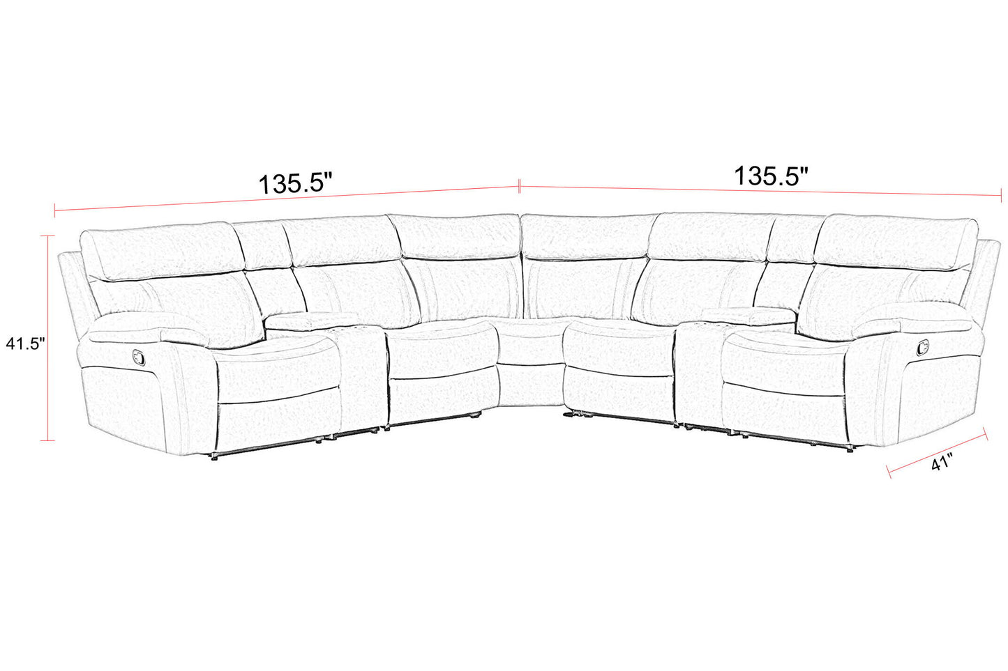 Theon - Modular Manual Reclining Sectional And Entertainment Console