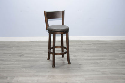 Homestead - 30"H Swivel Barstool, Cushion Seat & Back (Set of 2) - Dark Brown