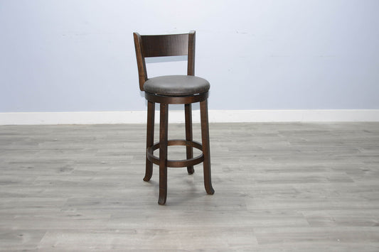 Homestead - 30"H Swivel Barstool, Cushion Seat & Back (Set of 2) - Dark Brown