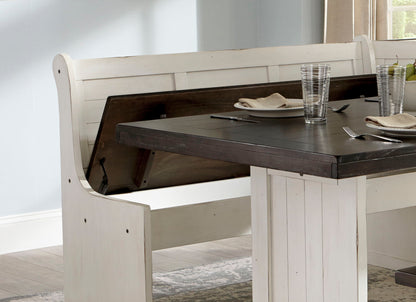 Carriage House - Wood Breakfast Nook Dining Set - Cottage White / Europen Dark