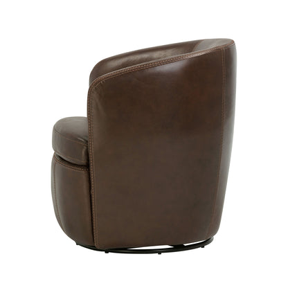 Barolo - 100% Italian Leather Swivel Club Chair (Set of 2)
