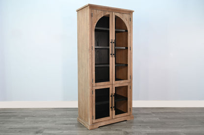 Elena - Tall Wood Cabinet With Arched Glass Doors
