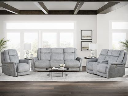 Linus - Zero Gravity Power Reclining Console Loveseat - Hudson Gray