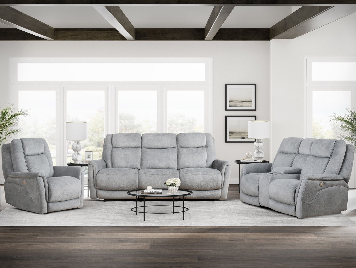 Linus - Zero Gravity Power Reclining Sofa - Hudson Gray