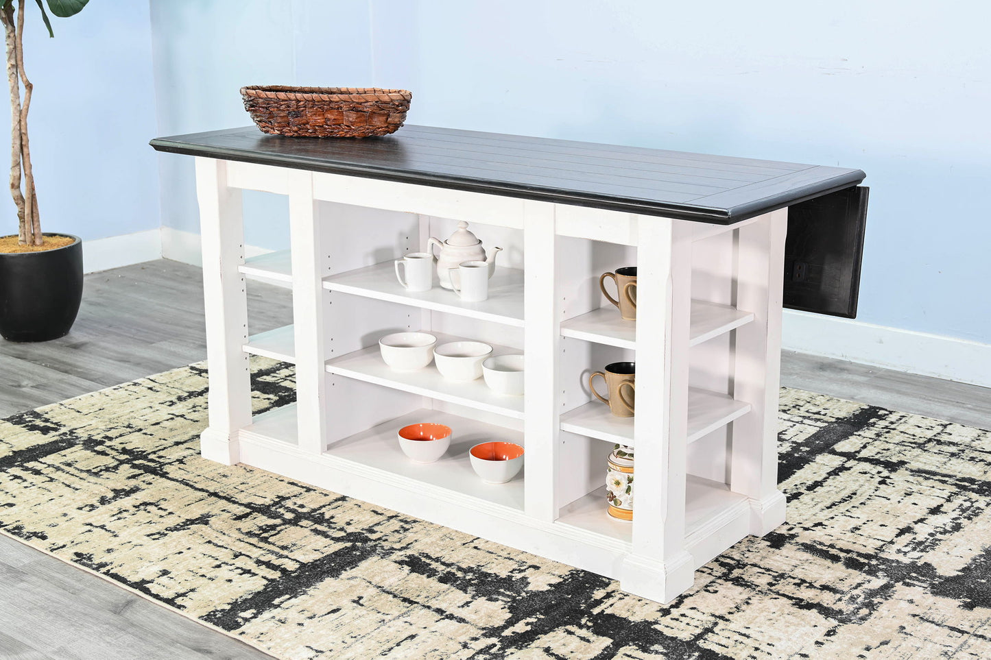 Carriage House - Kitchen Island, 13" Drop Leaf - Cottage White / Europen Dark