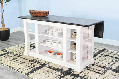Carriage House - Kitchen Island, 13" Drop Leaf - Cottage White / Europen Dark