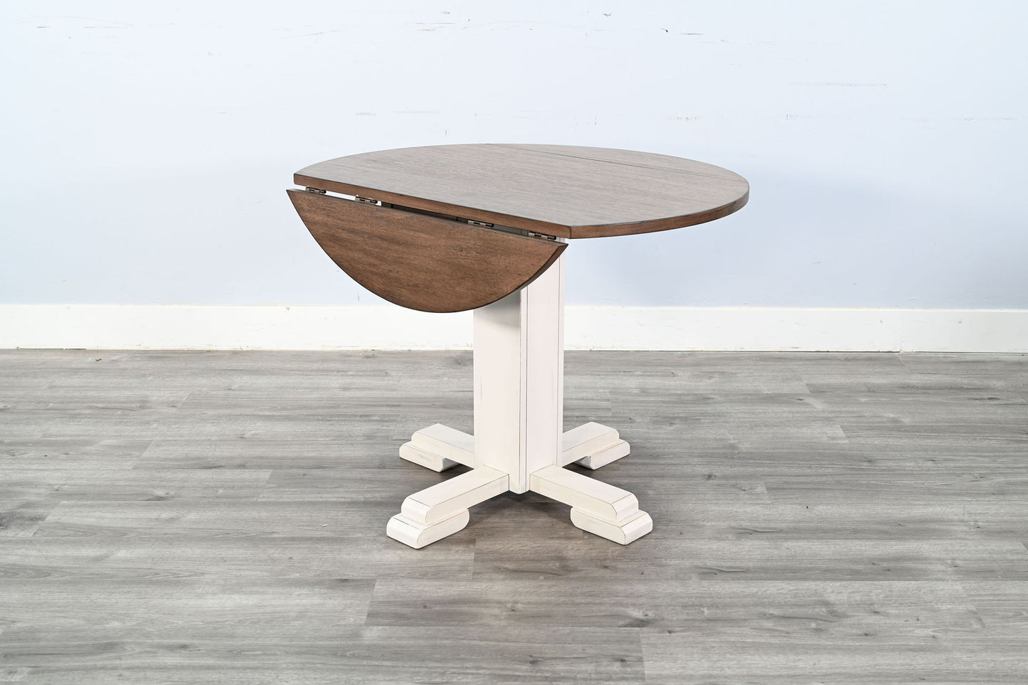 Drop Leaf Round Table - Buckskin / Marble White