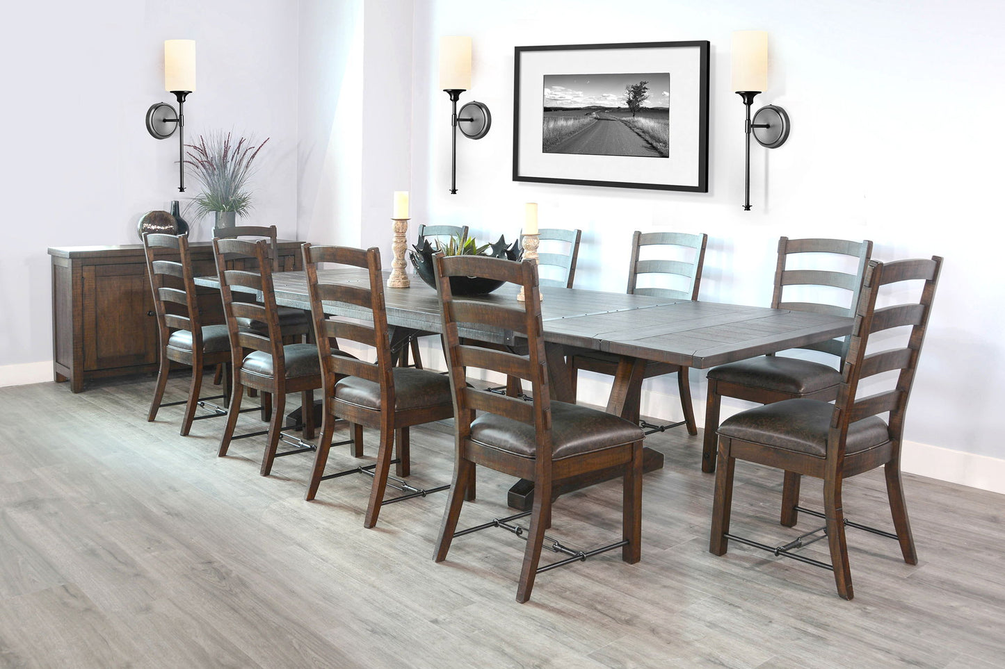 Yellowstone Folding Leaf Extension 11 Piece Dining Set - Tobacco Leaf