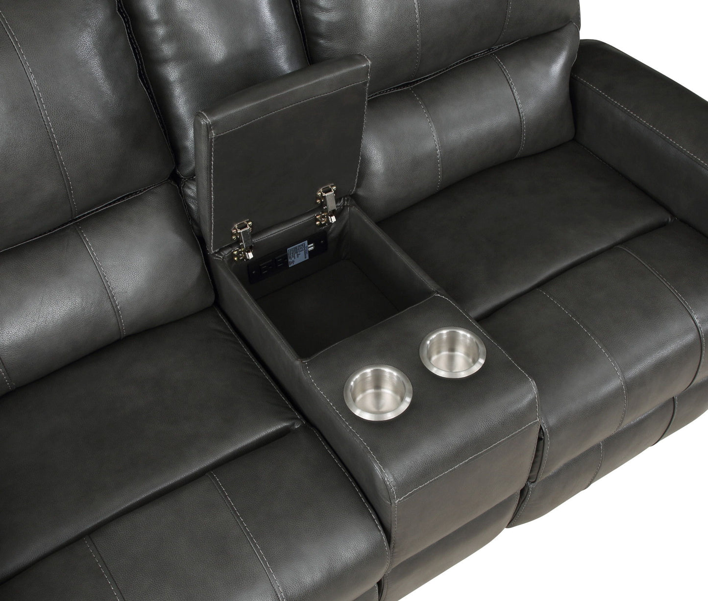 Linton - Leather Console Loveseat With Power Footrest