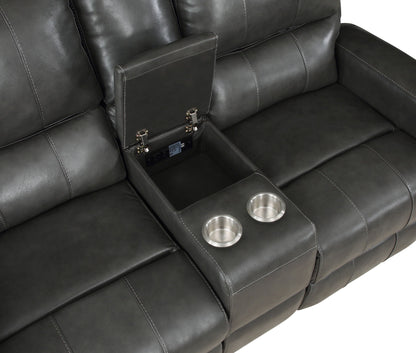 Linton - Leather Console Loveseat With Power Footrest