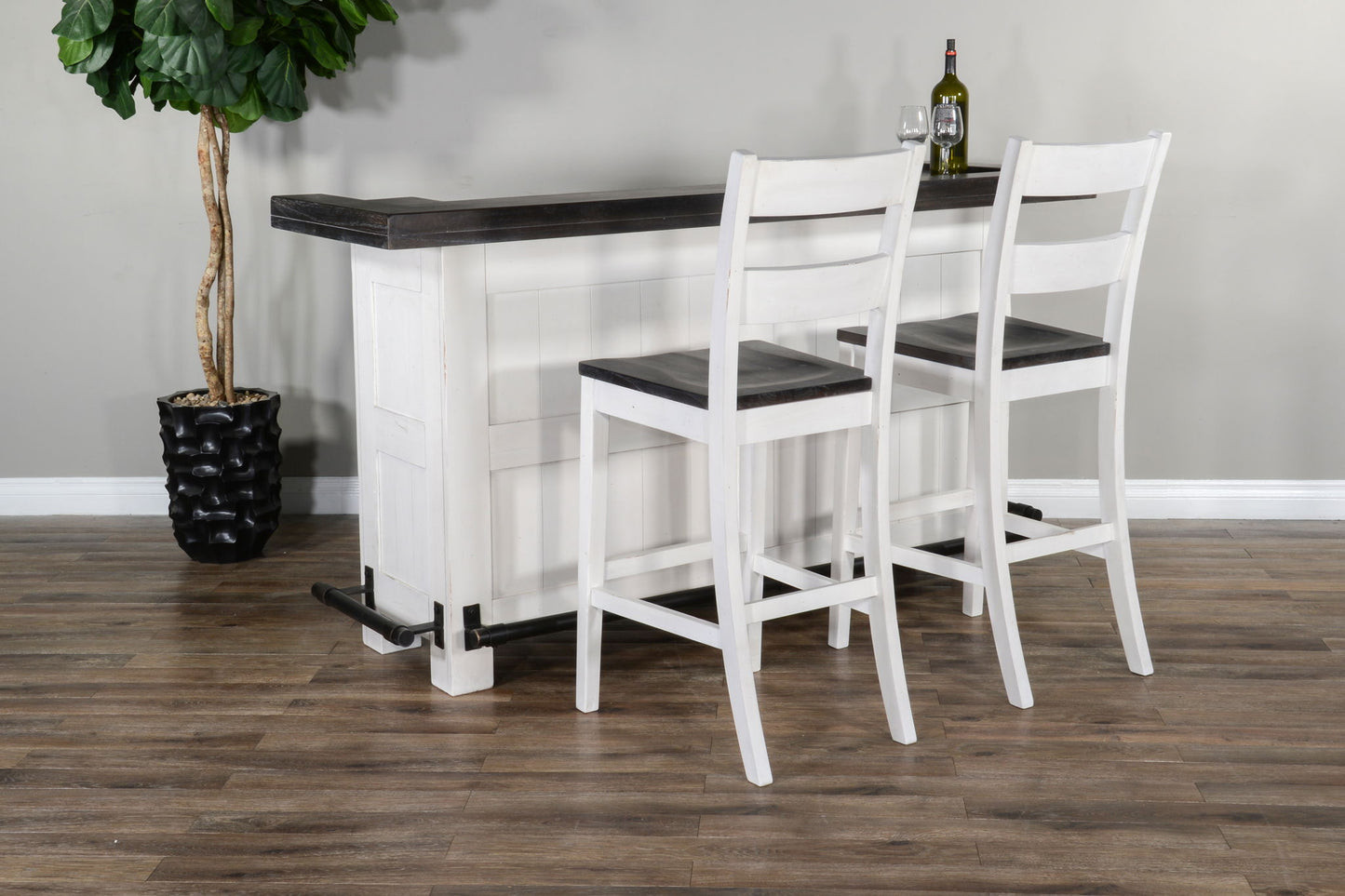 Carriage House - Farmhouse Wood Home Bar - Cottage White / Europen Dark
