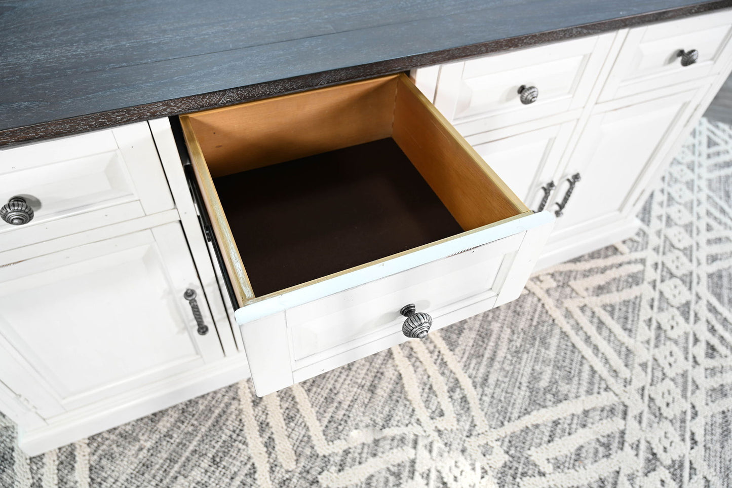 Carriage House - Credenza - Cottage White / Europen Dark