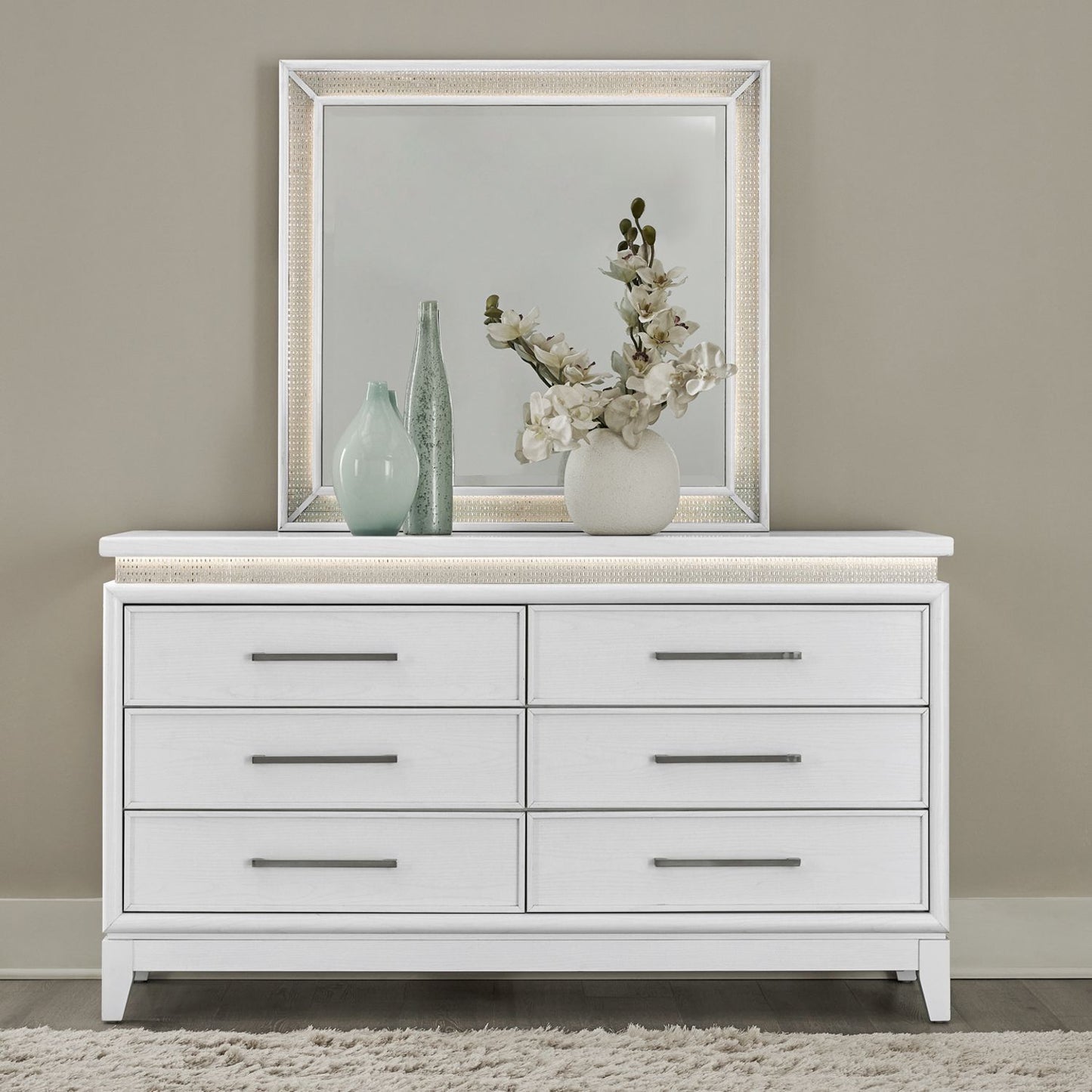 Reflections - Dresser & Mirror - White