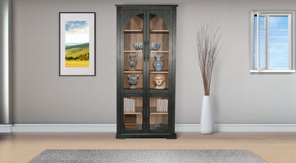 Elena - Tall Wood Cabinet With Arched Glass Doors