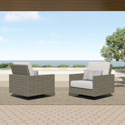 Bungalow - Patio Swivel Club Chair With Accent Pillow (Set of 2) - Gray