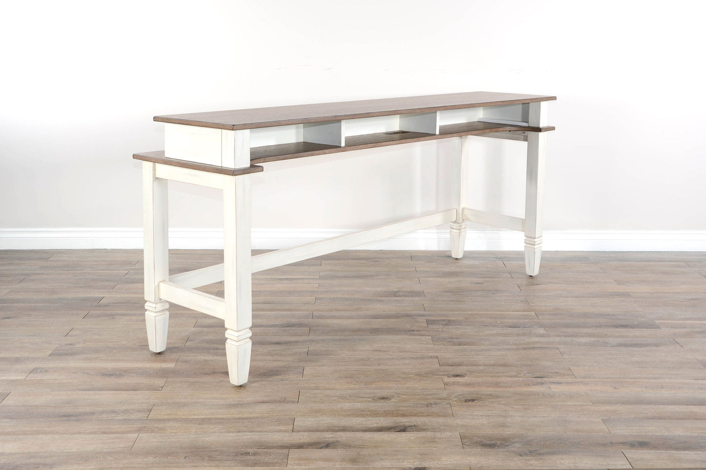 Console Table With Usb Power Plug - White / Light Brown