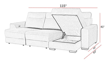 Elliot - 3 Piece Modular Lift Top Storage Sectional - Sterling
