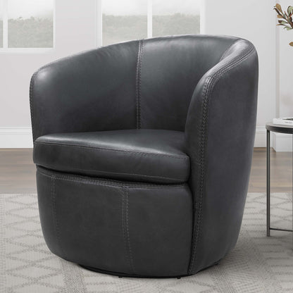 Barolo - 100% Italian Leather Swivel Club Chair (Set of 2)