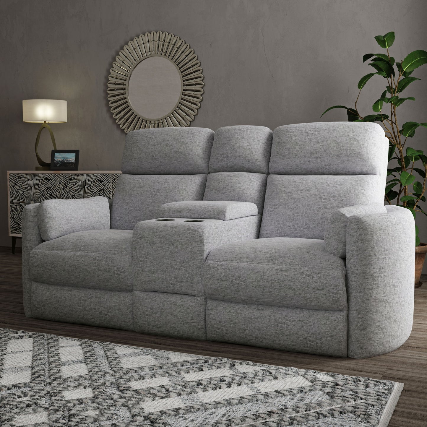 Radius - Power Glider Reclining Console Loveseat - Mineral