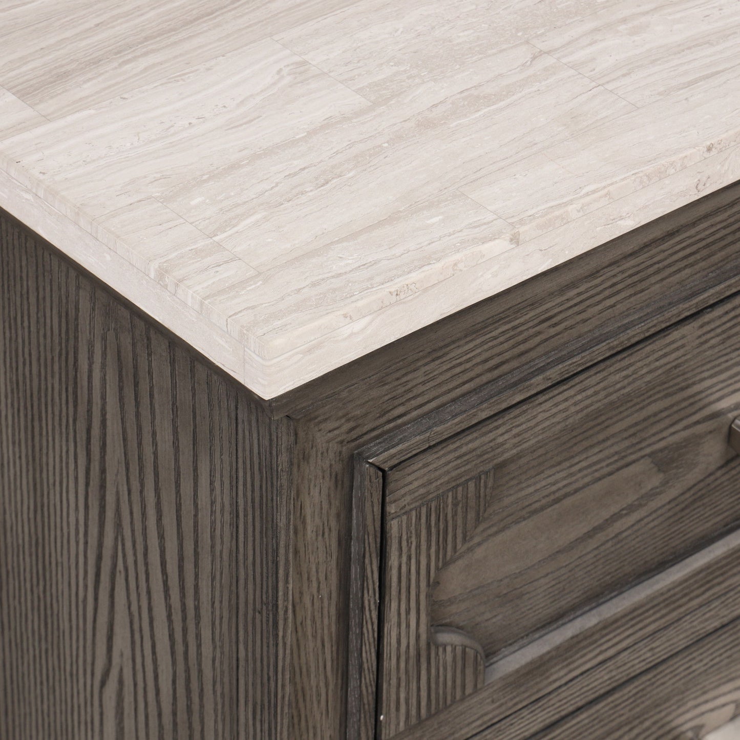 Lisbon - Marble Top Nightstand - Gray