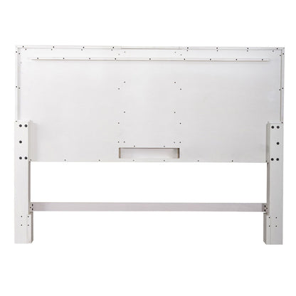 Mirage - King Travertine Panel Headboard - Wirebrushed White