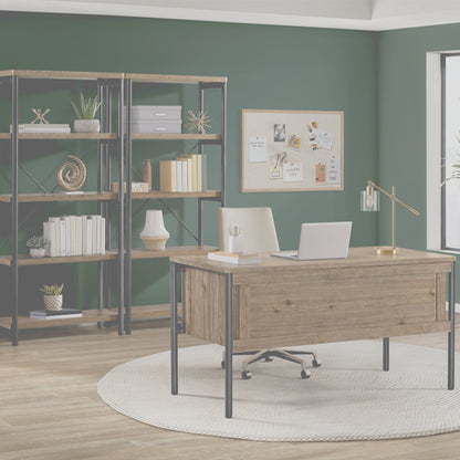 Norcross - 60" Half Ped Desk - Hickory