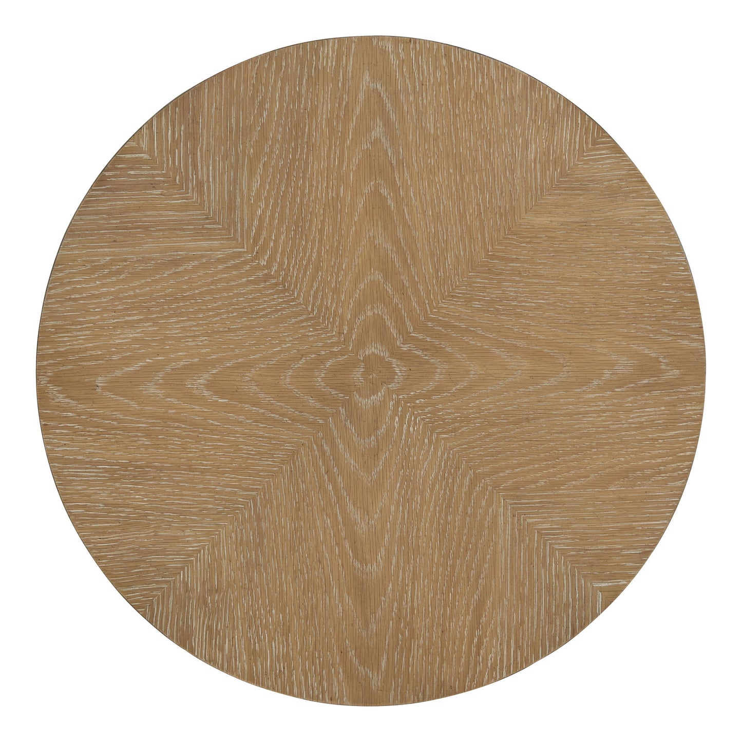 Escape - Round End Table With Shelf - Glazed Natural Oak / Black Metal Trim