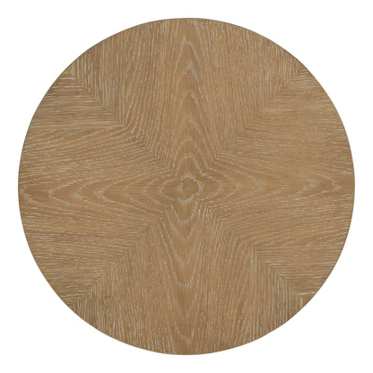 Escape - Round End Table With Shelf - Glazed Natural Oak / Black Metal Trim