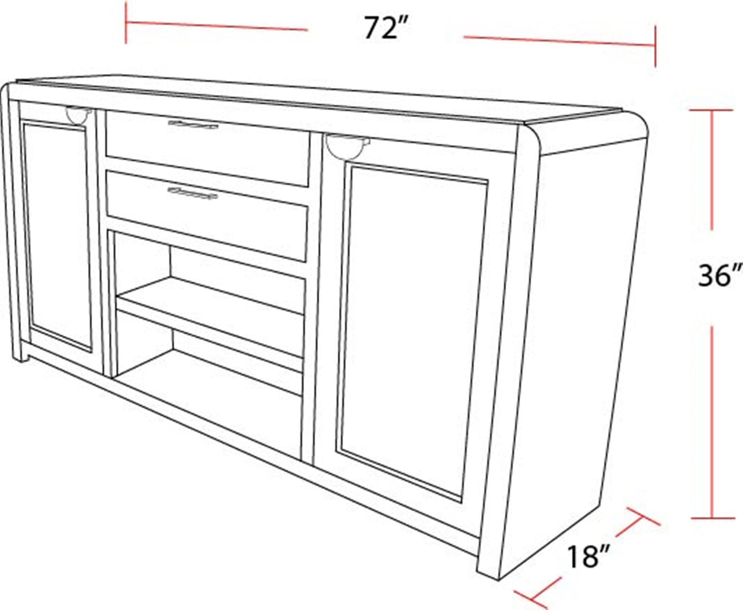 Escape - Dining Buffet Server With Stone Top - Glazed Natural Oak / Natural Cane / Vanilla Bean Stone