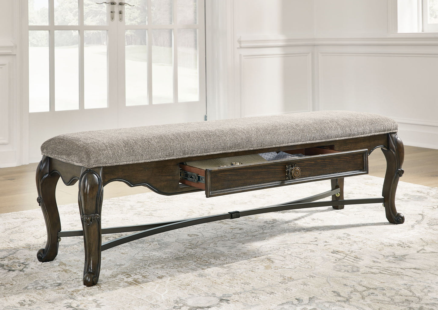 Maylee - Upholstered Storage Bench - Dark Brown