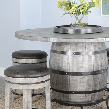 Alpine - Round Pub Table With Wine Barrel Base - Gray