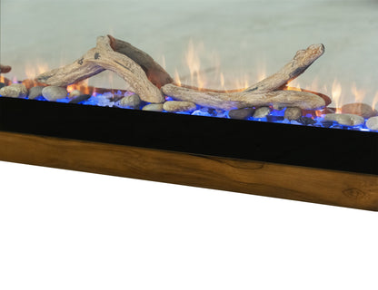 Natural Teca - Console 94" Electric Fireplace Compatible - Brown