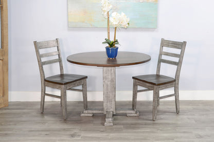 Homestead Hills - Drop Leaf Round Table - Tobacco Leaf / Alpine Gray