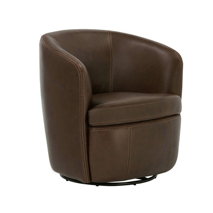 Barolo - 100% Italian Leather Swivel Club Chair (Set of 2)