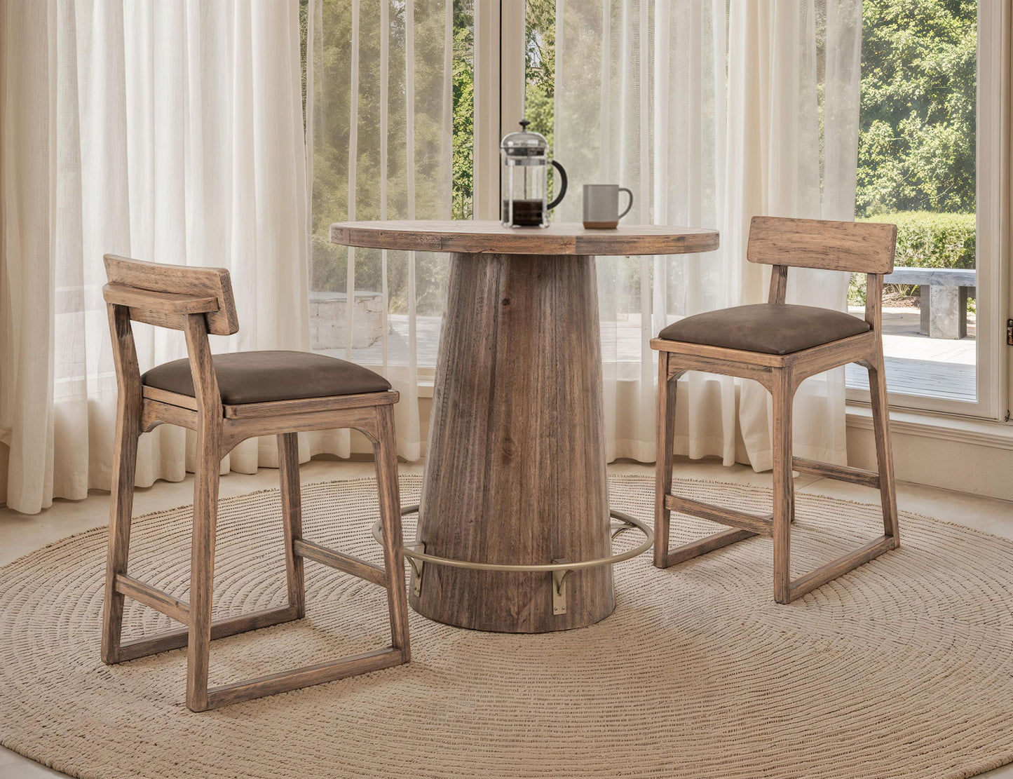 Balam - 30" Barstool (Set of 2) - Light Brown / Dark Brown