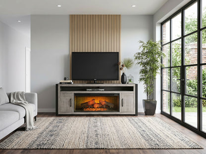 Alpine - 78" Media Console With Electric Fireplace - Gray