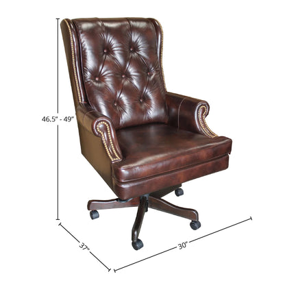 Dc#112 - Leather Desk Chair - Havana With Brown Base