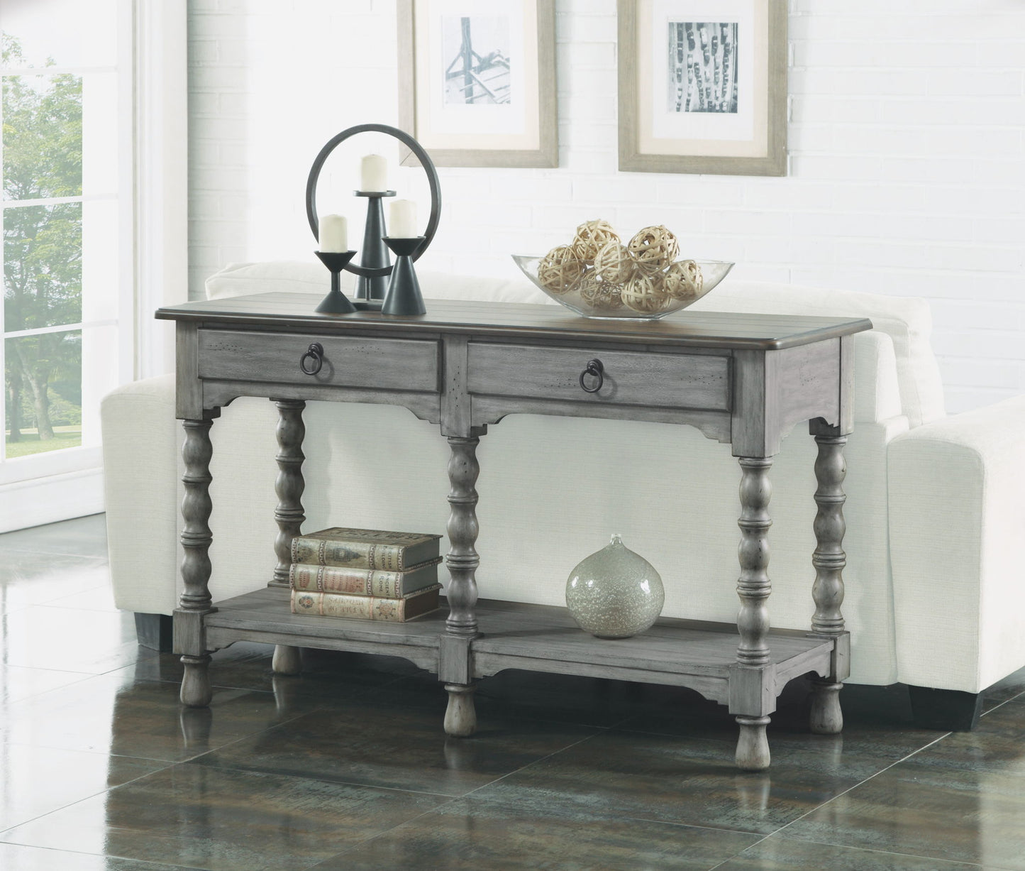 Plymouth - Sofa Table With Drawers - Gray